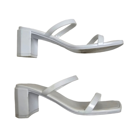 Jeffrey Campbell White Strappy Chunky Block Low Heel Size 7 - Picture 4 of 9